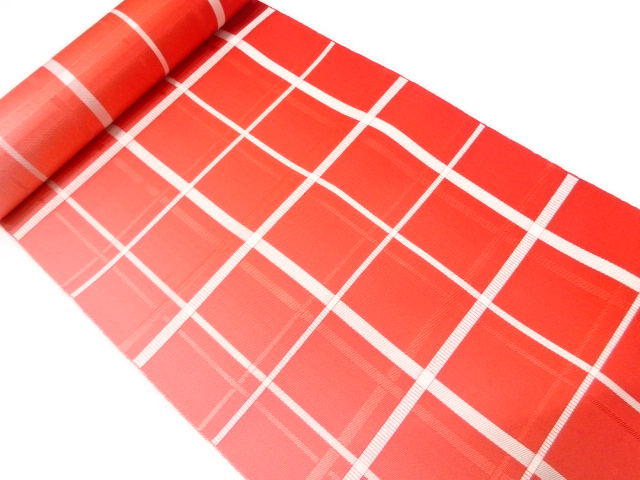 JAPANESE KIMONO / ANTIQUE BOLT FOR HASSUN OBI / WOVEN GRID